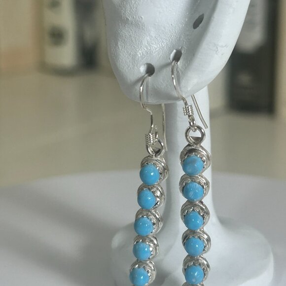 💎 Turquoise Delicate Drop Earrings - Unique Handmade Sterling Silver Jewelry - Picture 4 of 12